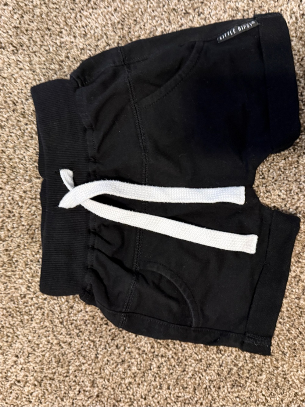 Little Bipsy Black Shorts with White Drawstring